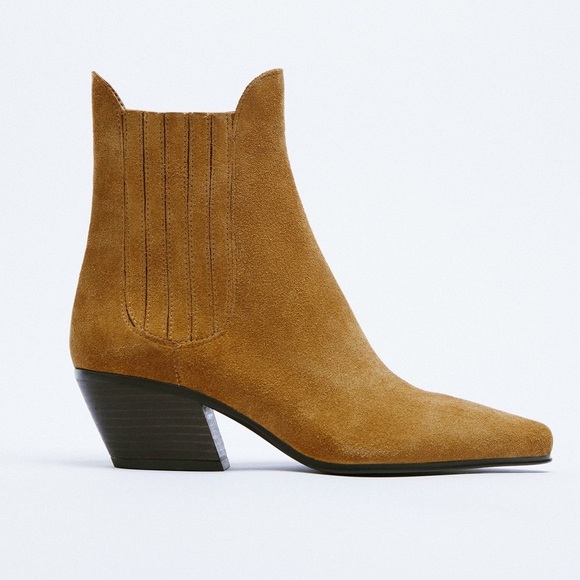 NWT. Zara Split Suede Cowboy-Style Ankle Boots. Size 6,5.  9 - Picture 1 of 9